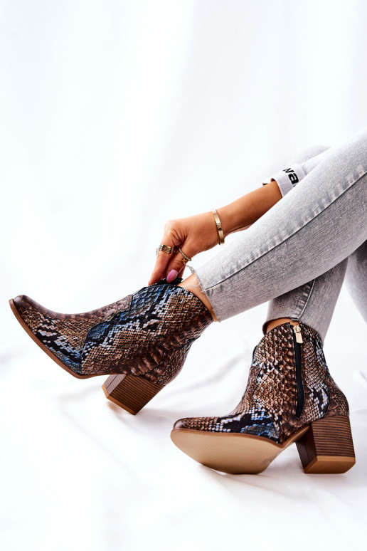 Lewski kaubojų batai rudi ir mėlyni gyvatės raštas EV28