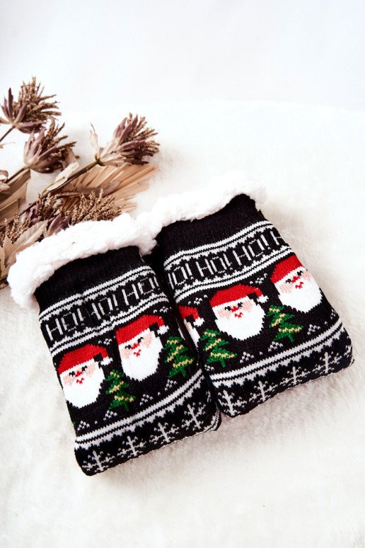 Kalėdinės ilgos kojinės Santos juodos