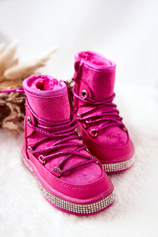 Vaikiški sniego batai su cirkoniais Fuchsia Wellma