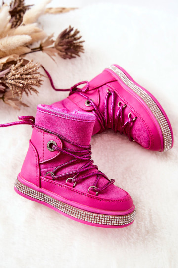 Vaikiški sniego batai su cirkoniais Fuchsia Wellma