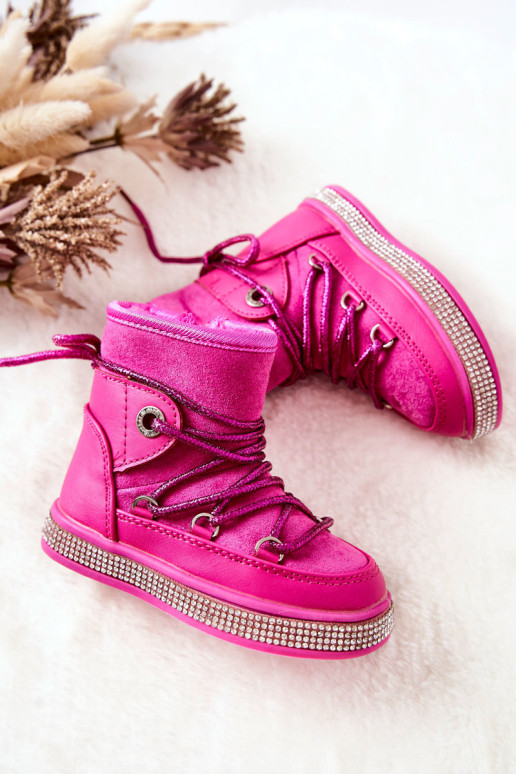 Vaikiški sniego batai su cirkoniais Fuchsia Wellma