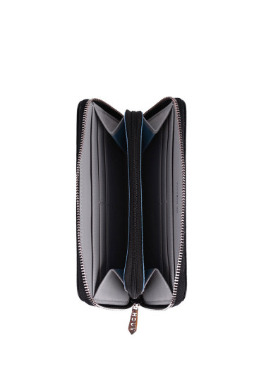 Odinė piniginė su užtrauktuku Black Mille