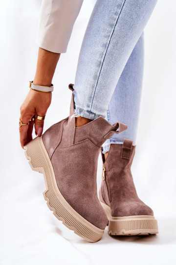 Moteriški zomšiniai batai Lewski 3104/P Cappucino 2