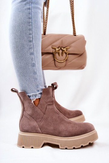 Moteriški zomšiniai batai Lewski 3104/P Cappucino