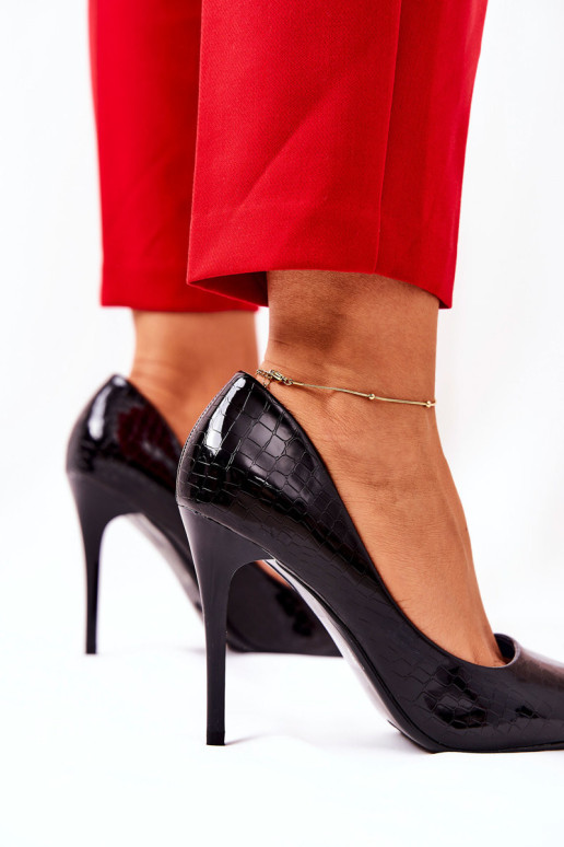 Snake Pattern Stilettos Black Tissoria