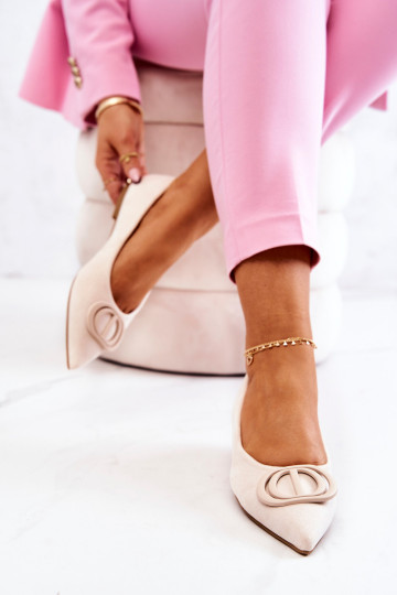 Zomšinės smailios balerinos šviesiai smėlio spalvos Neriso 2