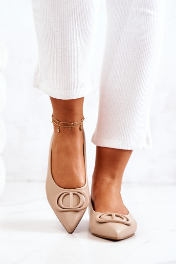 Odinės smailios balerinos Tamsiai smėlio spalvos Rachelle