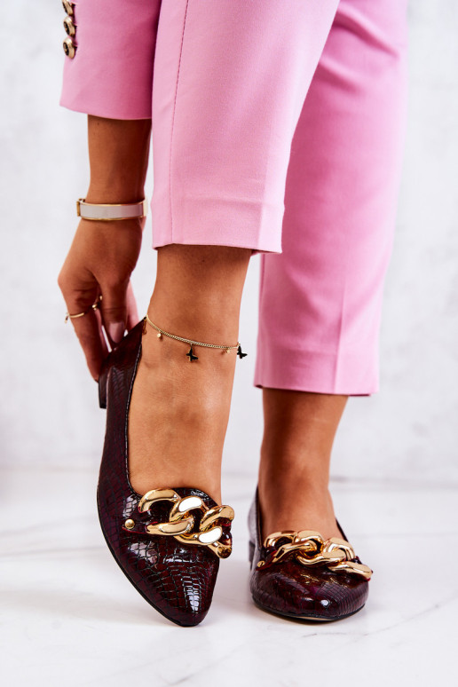 Odiniai lakuoti gyvatės odos aukštakulniai Maroon Elissabeth