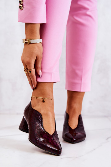 Odinės gyvatės odos aukštakulniai Maroon Alissa