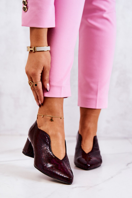 Odinės gyvatės odos aukštakulniai Maroon Alissa