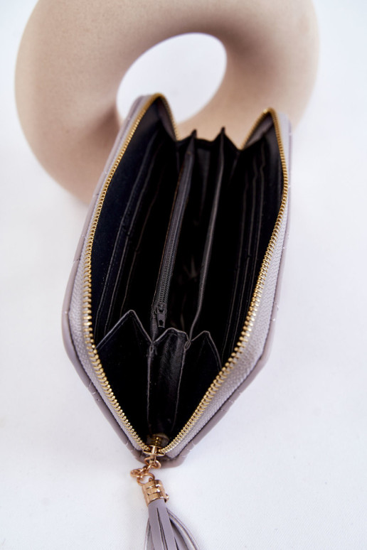 Didelė dygsniuota piniginė su pilka juostele Jeffrey