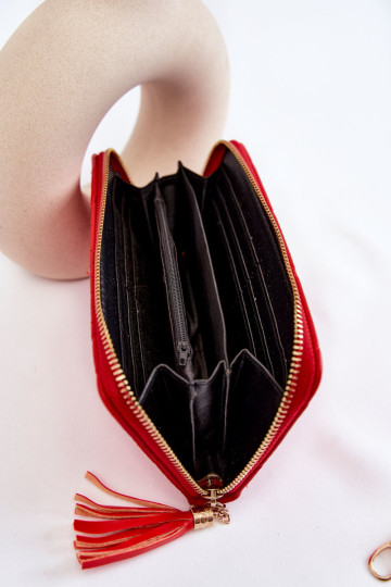 Didelė dygsniuota piniginė su raudona juostele Jeffrey