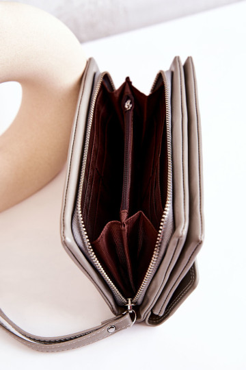 Didelė odinė piniginė su užtrauktuku Pilka Loreaine 2