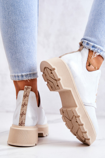 Brogues ant didžiulio pado Nicole 2701/005 baltas sidabras