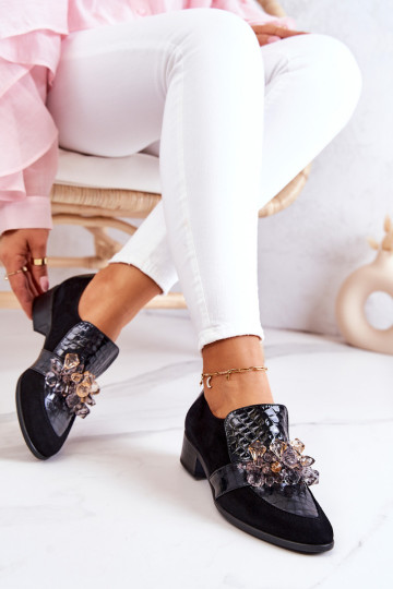 Zomšiniai batai su dekoracija Black Davine