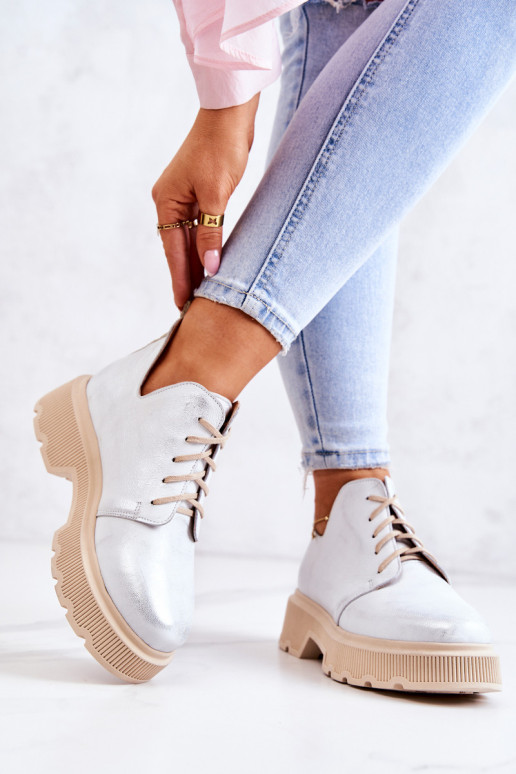 Brogues ant didžiulio pado Nicole 2701/005 baltas sidabras