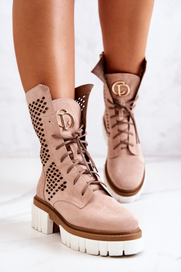 Odiniai aukšti batai darbininkams Nicole Pink 2706 2