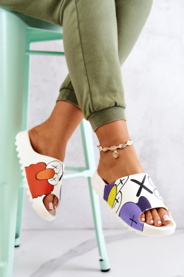 Spausdintos guminės šlepetės Baltos monstras