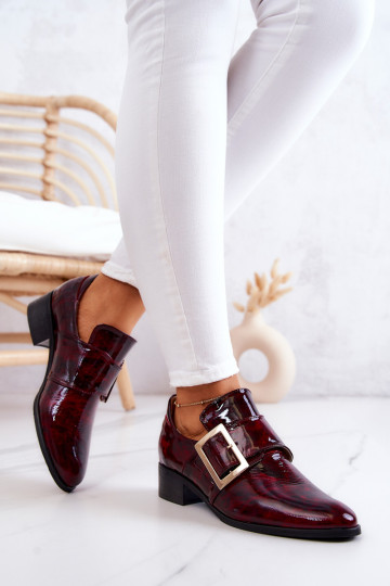 Lakinės odos batai su sagtimi Burgundy Taliya