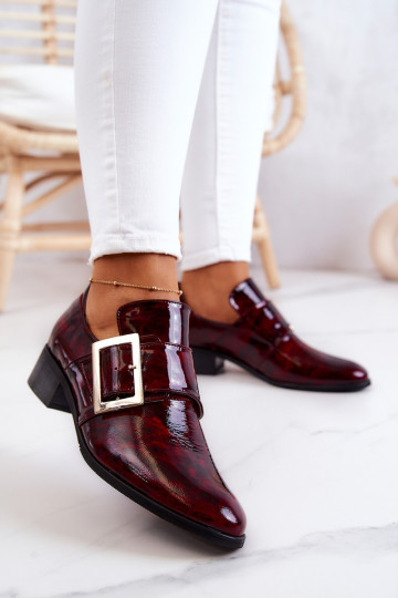 Lakinės odos batai su sagtimi Burgundy Taliya 2