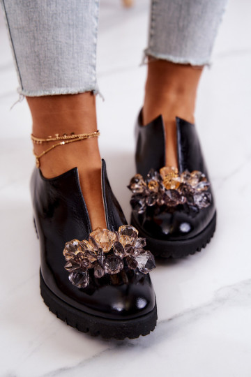 Elegantiški odiniai batai su ornamentu Black Cindy