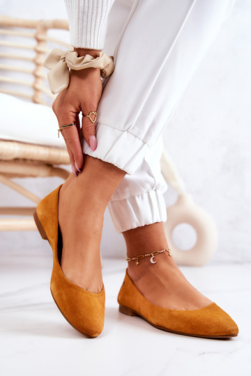 Moteriškos zomšinės balerinos Maciejka 04100-44 Tamsiai geltona 2