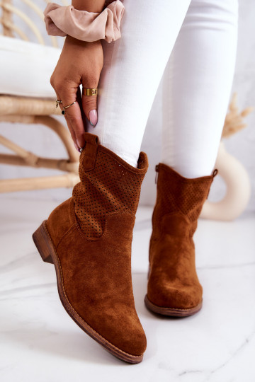 Zomšiniai moteriški ažūriniai batai Camel Lemar 2