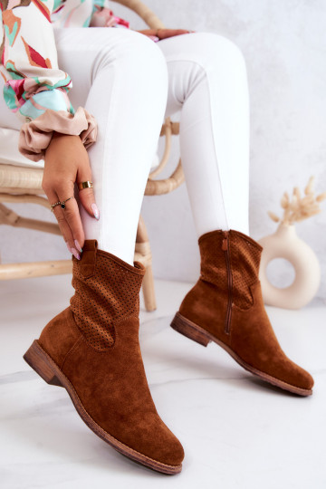 Zomšiniai moteriški ažūriniai batai Camel Lemar