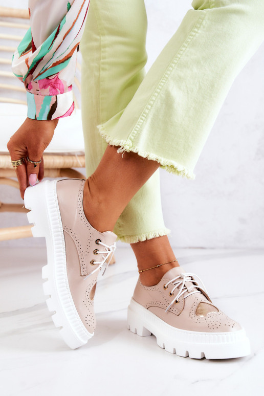 Odiniai batai su širdelėmis Beige Curtis