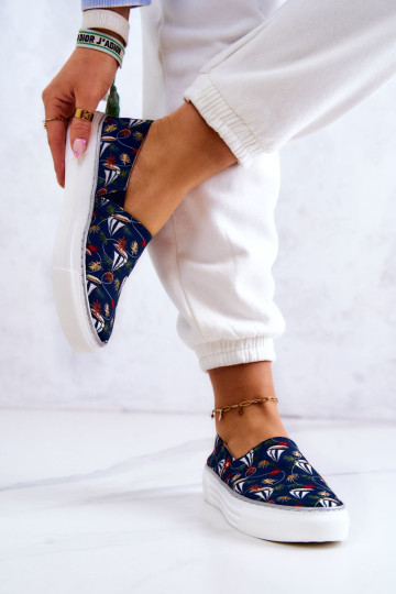 Moteriški sportbačiai Slip On Memory Foam Big Star JJ276016 Tamsiai mėlyni 2