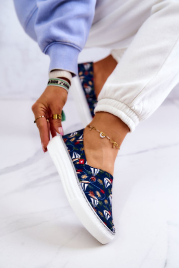 Moteriški sportbačiai Slip On Memory Foam Big Star JJ276016 Tamsiai mėlyni