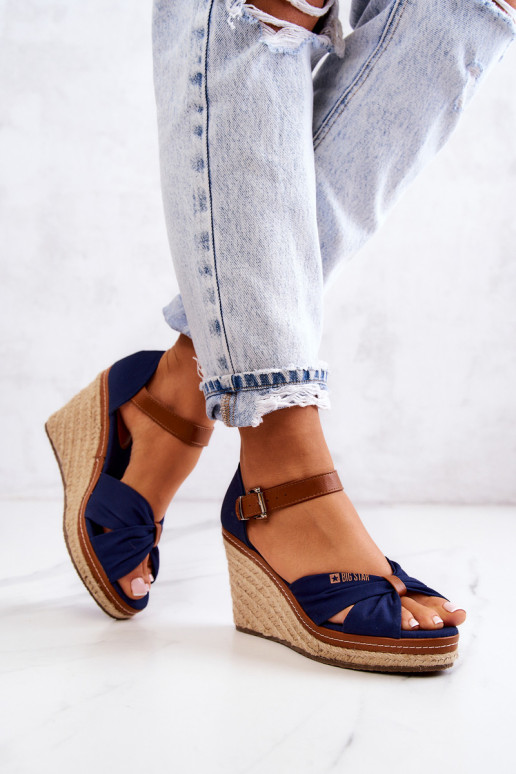 Moteriški sandalai On Wedge Big Star JJ274938 Tamsiai mėlyni