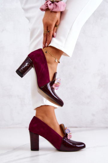 Zomšinės gyvatės odos aukštakulniai su Maroon Mallory ornamentu