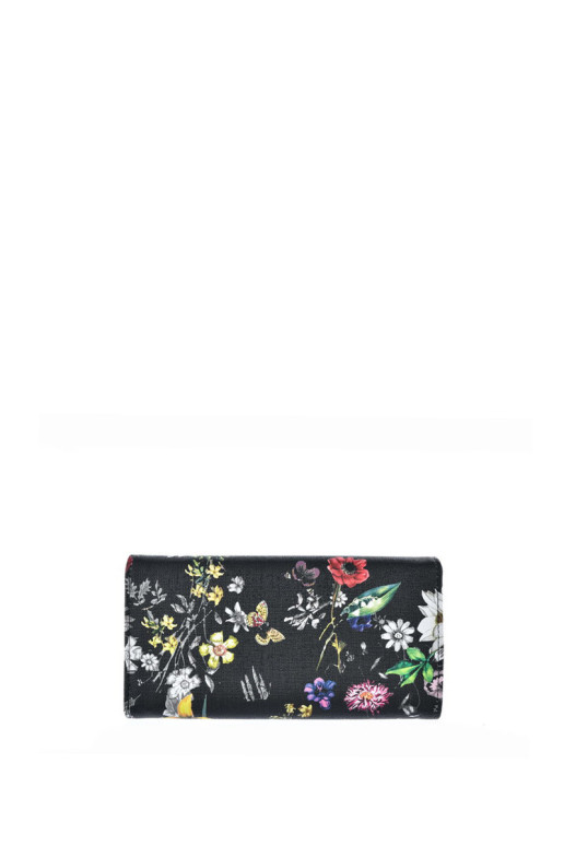 Moteriškos didelės piniginės gėlės Big Star JJ674015 juodos