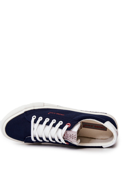 Madingi klasikiniai sportbačiai Cross Jeans JJ1R4028C tamsiai mėlyni