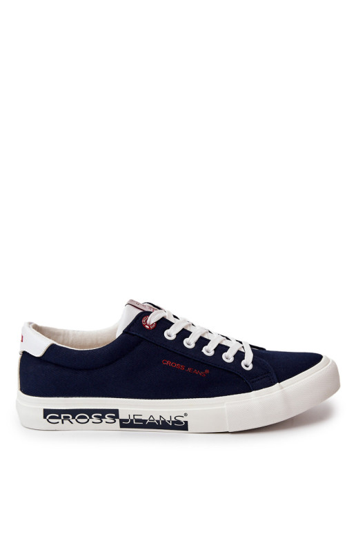 Madingi klasikiniai sportbačiai Cross Jeans JJ1R4028C tamsiai mėlyni