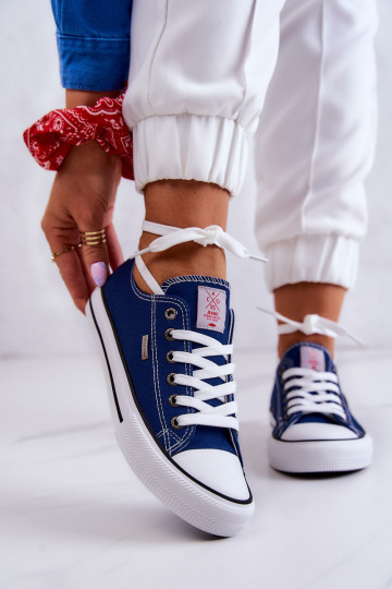 Moteriški klasikiniai sportbačiai Cross Jeans JJ2R4012C Tamsiai mėlyni