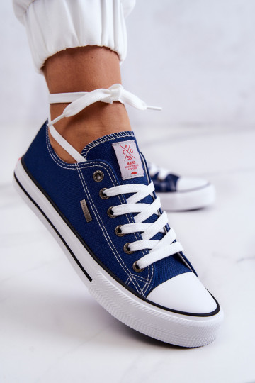 Moteriški klasikiniai sportbačiai Cross Jeans JJ2R4012C Tamsiai mėlyni