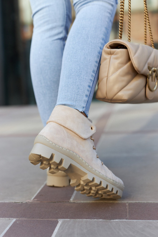 Zomšiniai Trapper Boots Pakopiniai Šviesiai smėlio spalvos Dalles