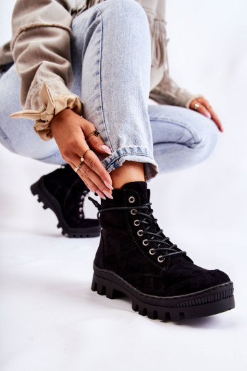 Zomšiniai gaudyklės su susiuvimu Black Layden