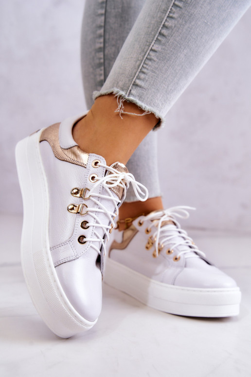 Odiniai platforminiai sportiniai bateliai White Mary Ann