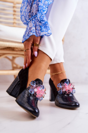 Zomšiniai gyvatės odos aukštakulniai ant juodos spalvos Sofie 2