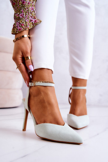 Suede Buckle Heels Šviesiai žalia Kharen