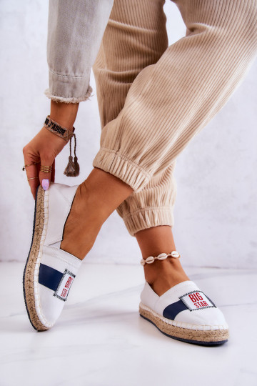 Moteriškos užsegamos Espadrilės Big Star JJ274964 Baltos ir tamsiai mėlynos spalvos