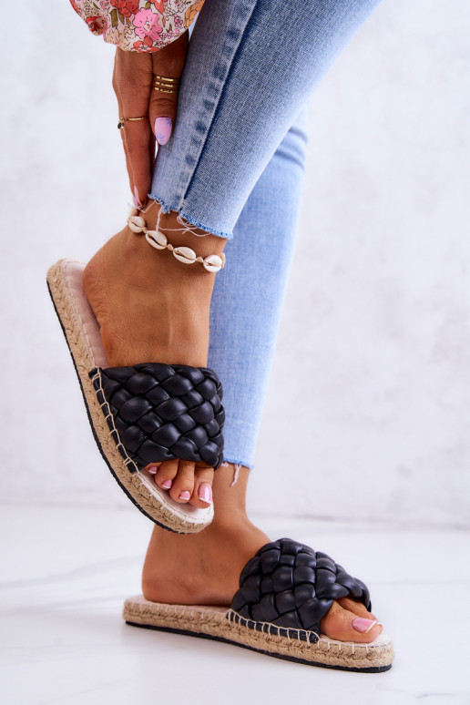 Odinės pintos šlepetės Big Star JJ274919 juodos