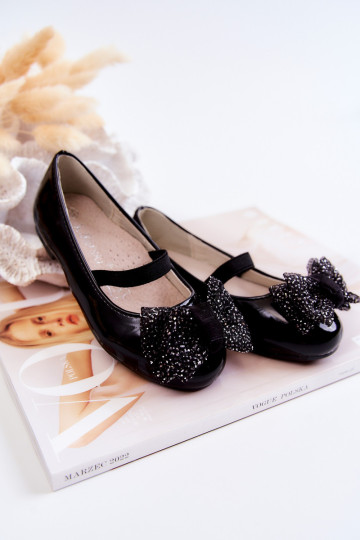 Dětské lakované balerínky s mašlí Black Zolly 2