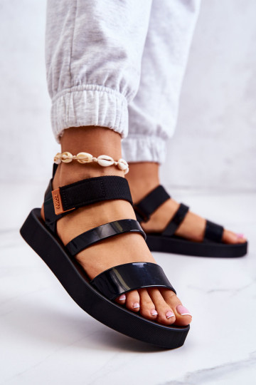 Kvapnūs guminiai sandalai su lipduku ZAXY HH285285 juodi 2