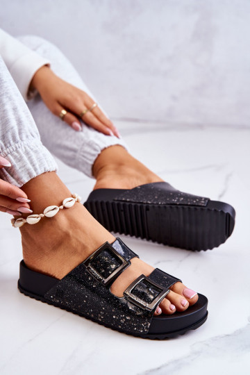 Moteriški guminiai blizgantys sandalai ZAXY HH285158 juodi 2