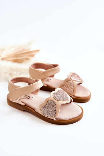 Vaikiški odiniai sandalai Brocade Hearts Beige Luisa
