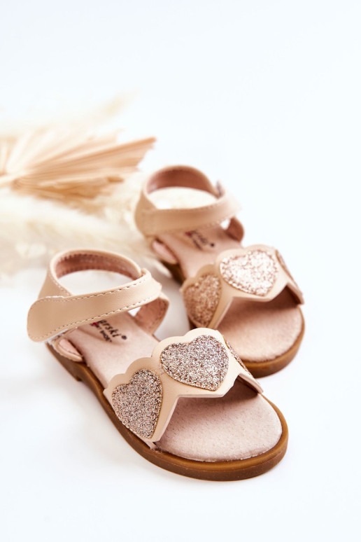 Vaikiški odiniai sandalai Brocade Hearts Beige Luisa
